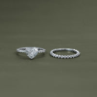 Heart Cut Lab Grown Diamond Accent Bridal Ring Sets