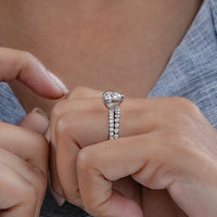 Heart Cut Lab Grown Diamond Accent Bridal Ring Sets