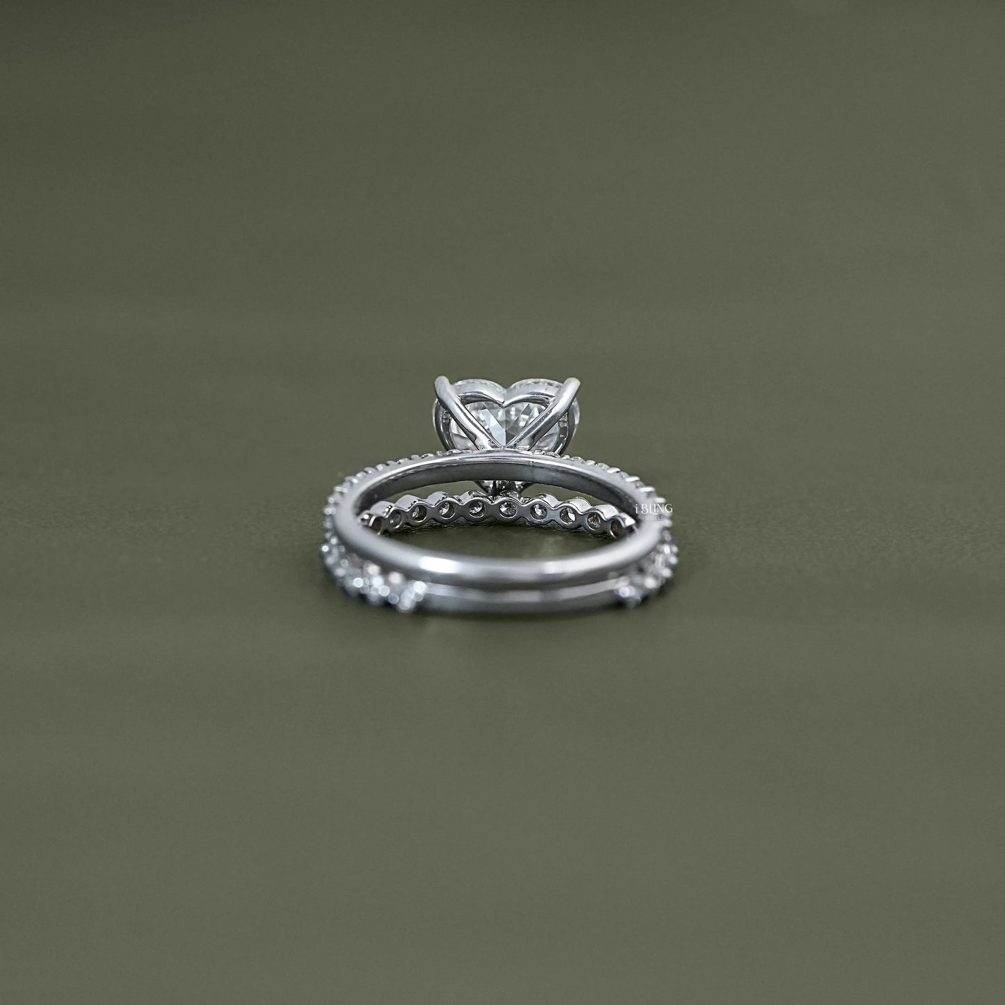 Heart Cut Lab Grown Diamond Accent Bridal Ring Sets Bridal Ring Set
