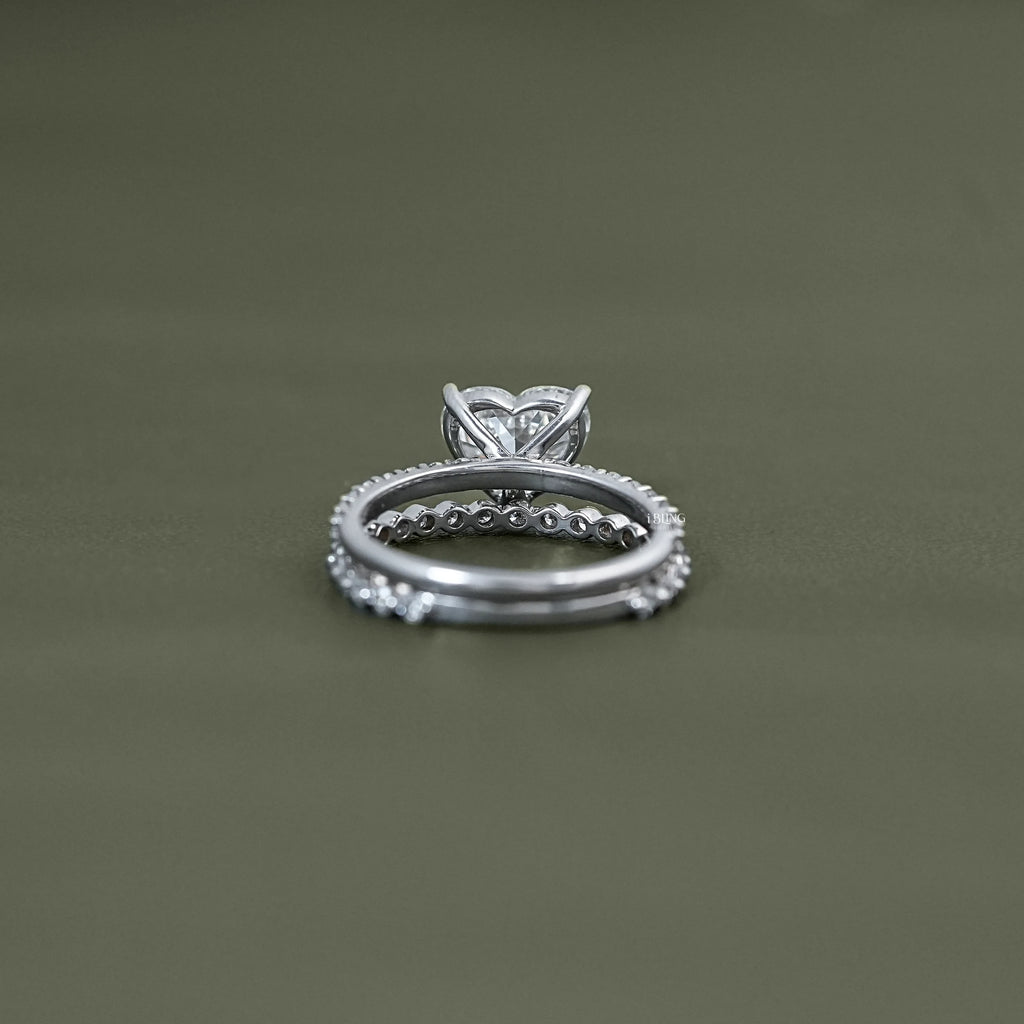 Heart Cut Lab Grown Diamond Accent Bridal Ring Sets