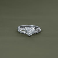 Heart Cut Lab Grown Diamond Accent Bridal Ring Sets