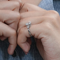 Three Stone Heart Lab Diamond Engagement Ring