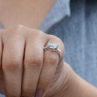 Three Stone Heart Lab Diamond Engagement Ring
