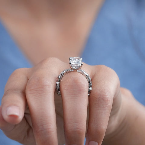 Radiant Lab Diamond Hidden Halo Solitaire Accent Ring