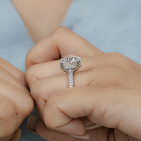 Round Cut Hidden Halo Pave Engagement Ring