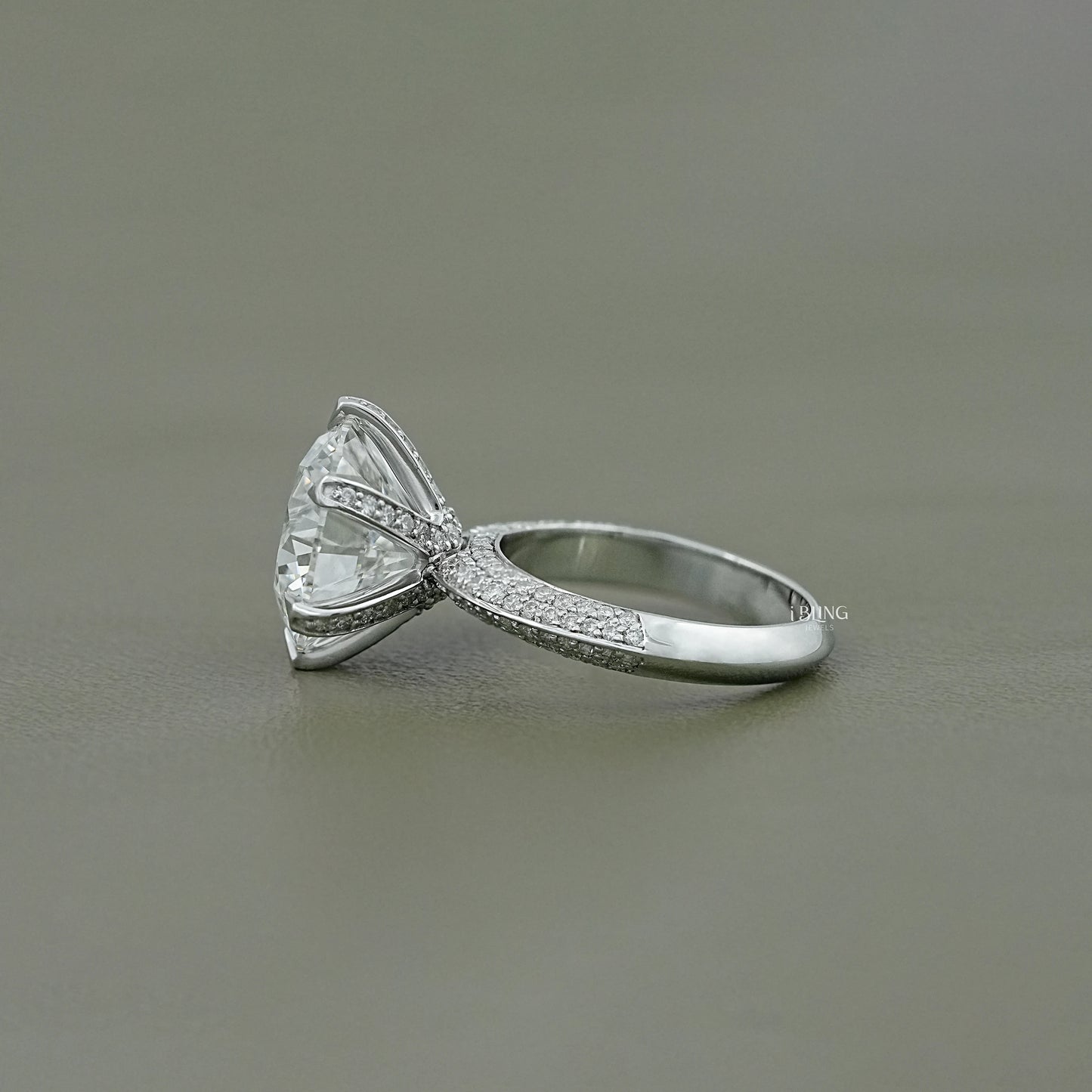 Hidden Halo Pave Set Round Diamond Ring Halo Ring