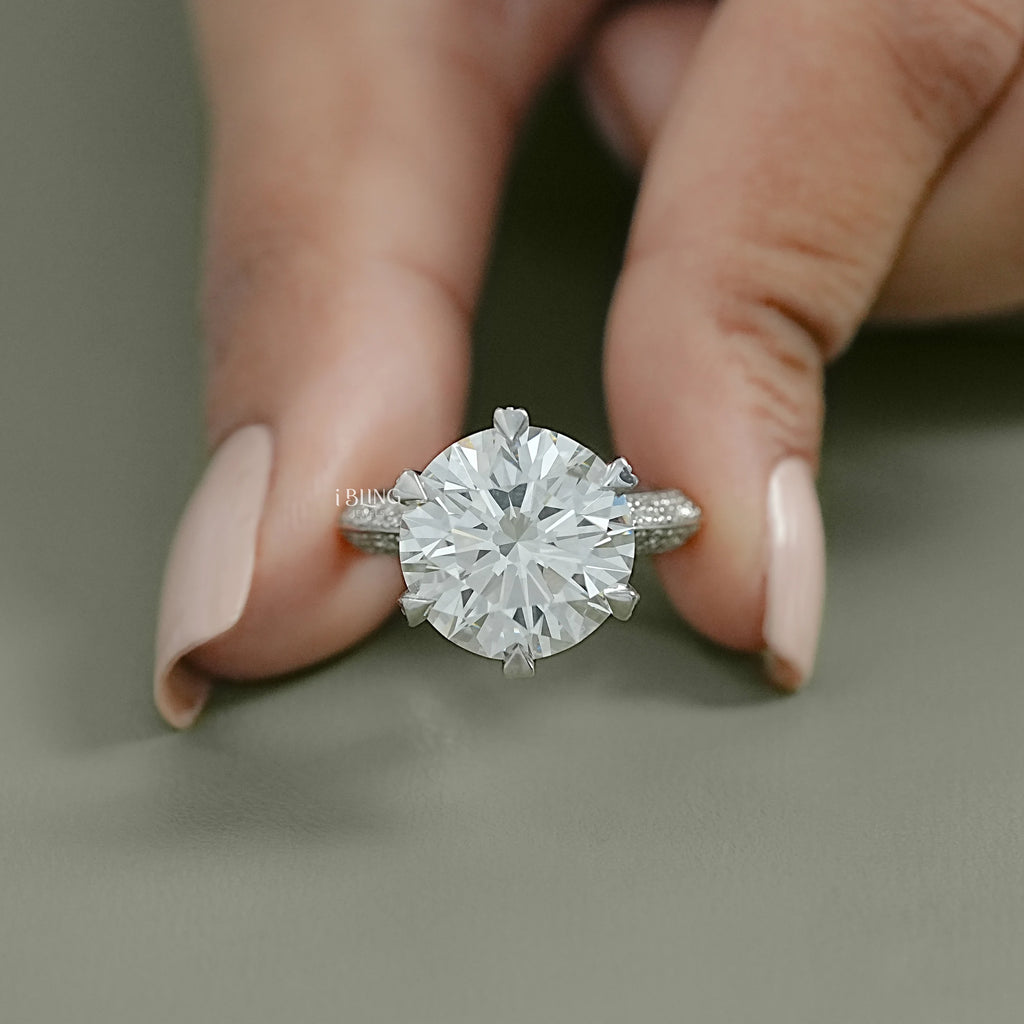 Hidden Halo Pave Set Round Diamond Ring