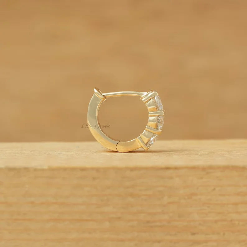 Round Cut Lab Diamond Men's Hoop Earrings