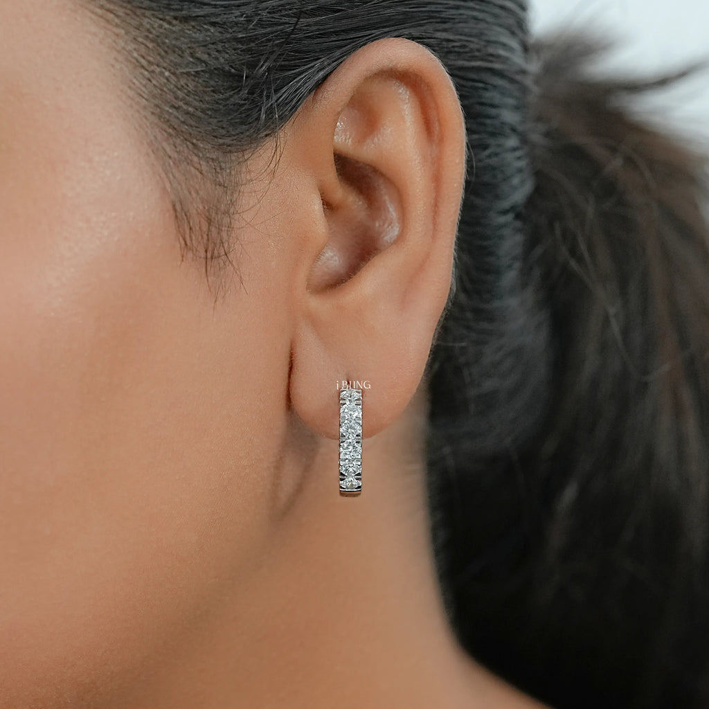 Round Lab Grown Diamond Hoop & Huggie Earrings