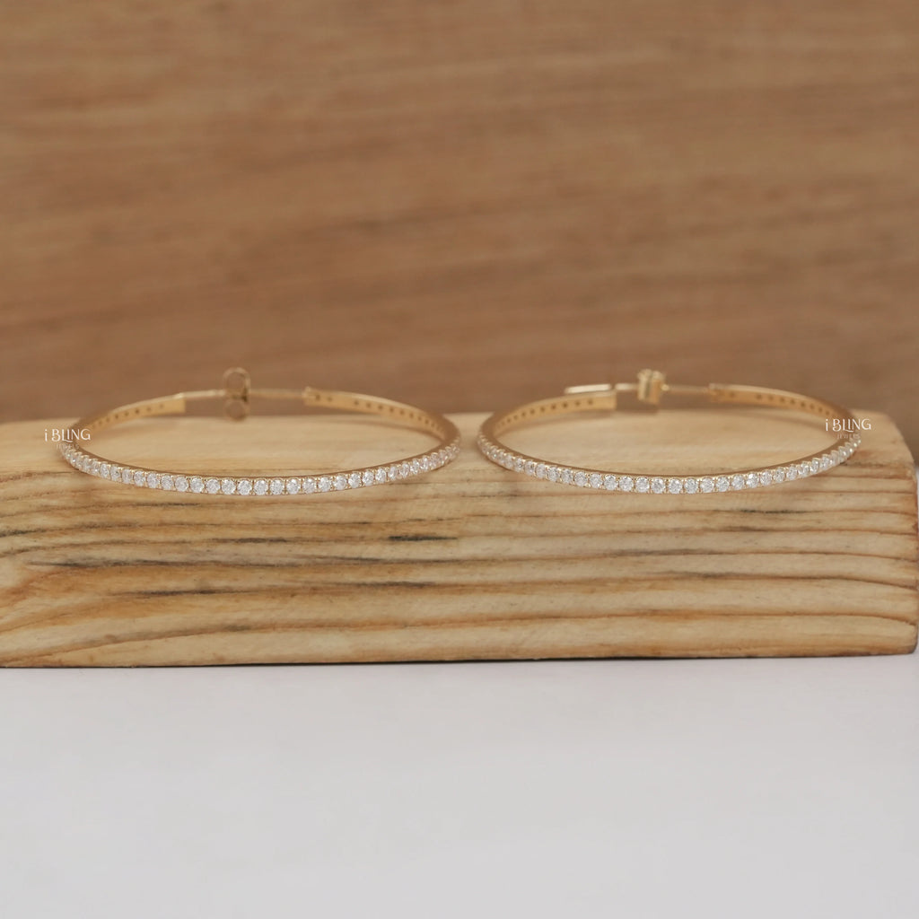 Lab Grown Round Diamond Hoop Earrings