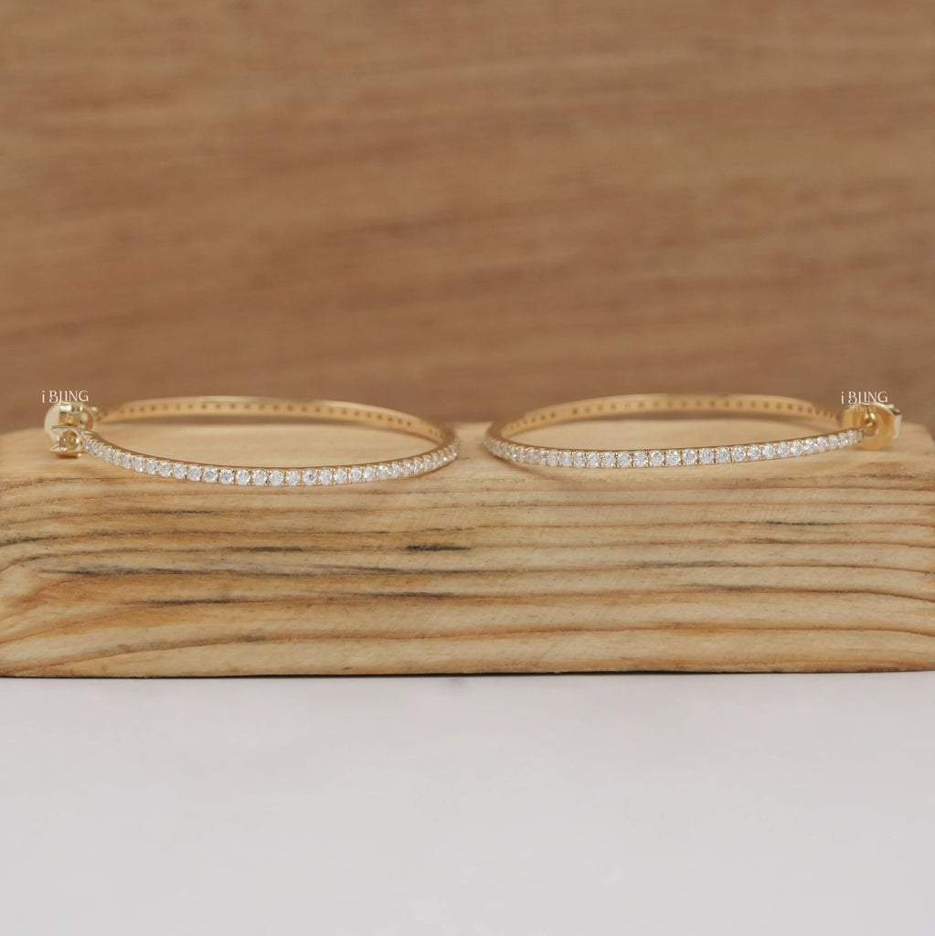 Lab Grown Round Diamond Hoop Earrings