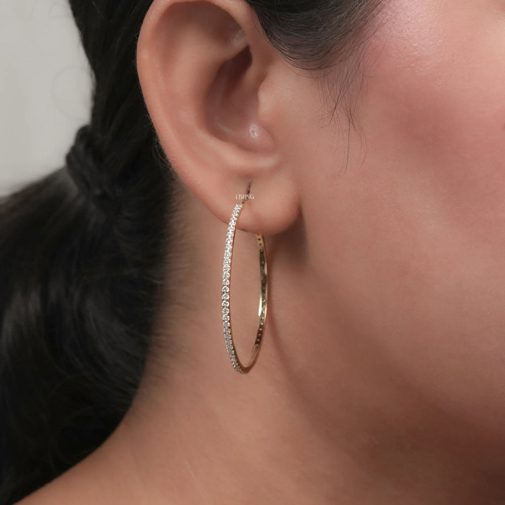 Lab Grown Round Diamond Hoop Earrings
