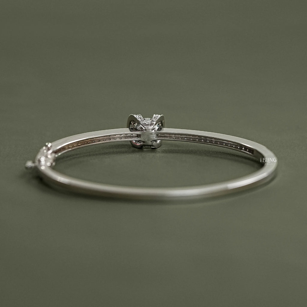 Round Cut Lab Diamond Milgrain Work Bridal Bangle