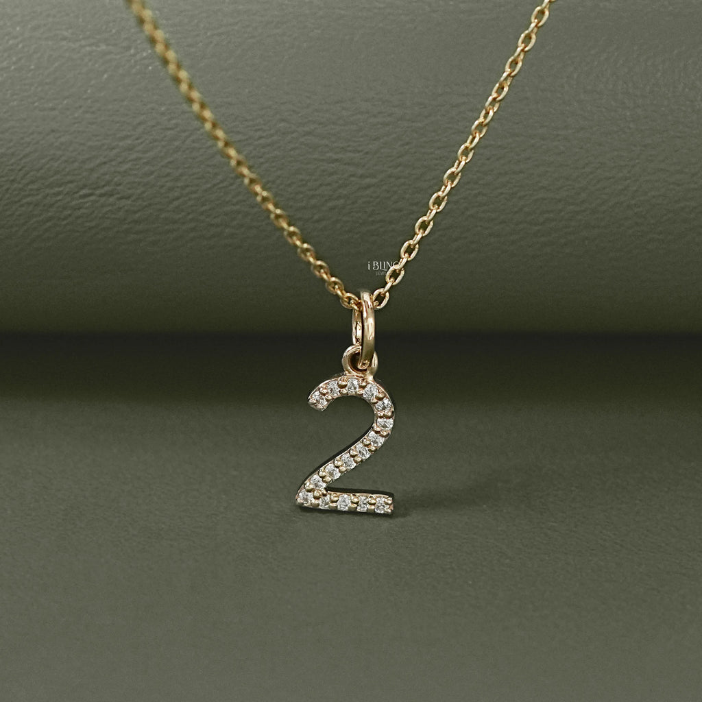 Round Cut Lab Grown Diamond Number Charm Pendant