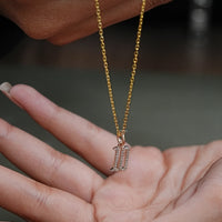 Round Cut Lab Diamond Letter Charm Pendant