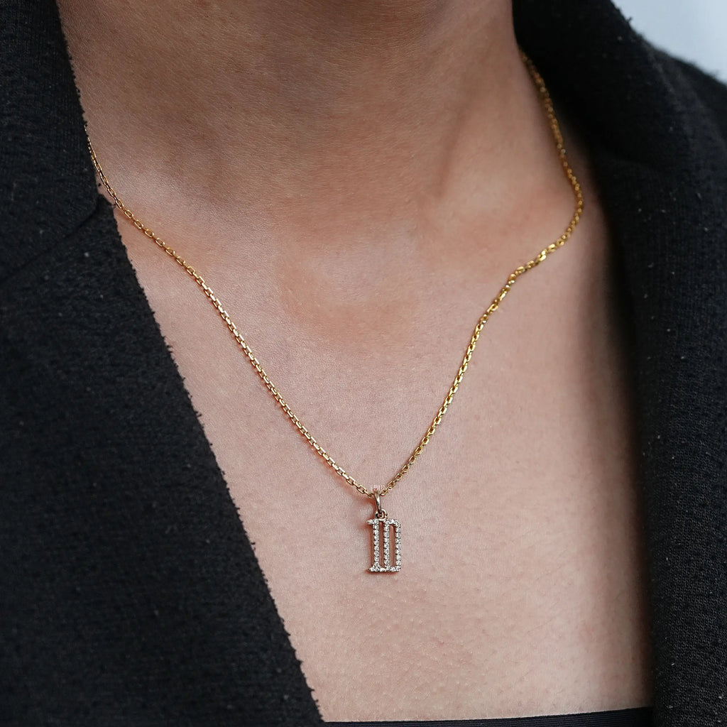 Round Cut Lab Diamond Letter Charm Pendant