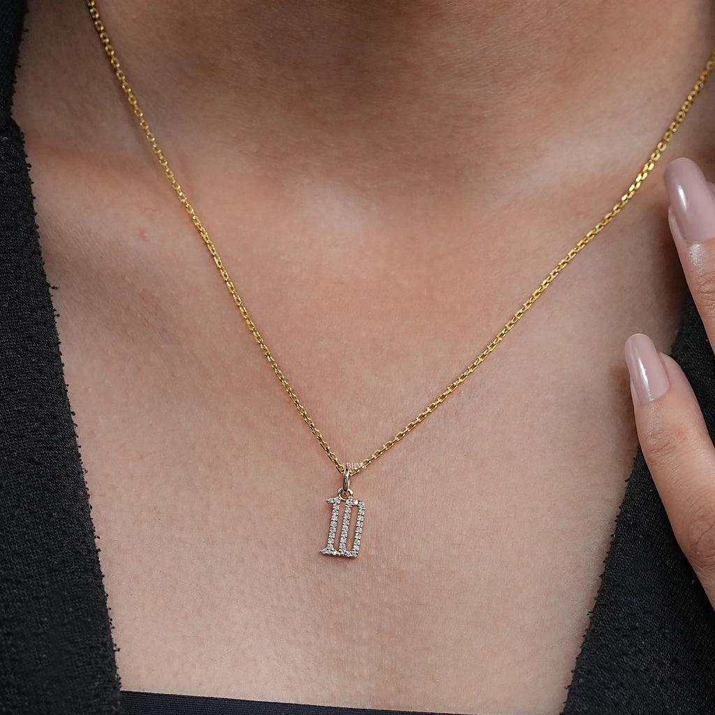 Round Cut Lab Diamond Letter Charm Pendant