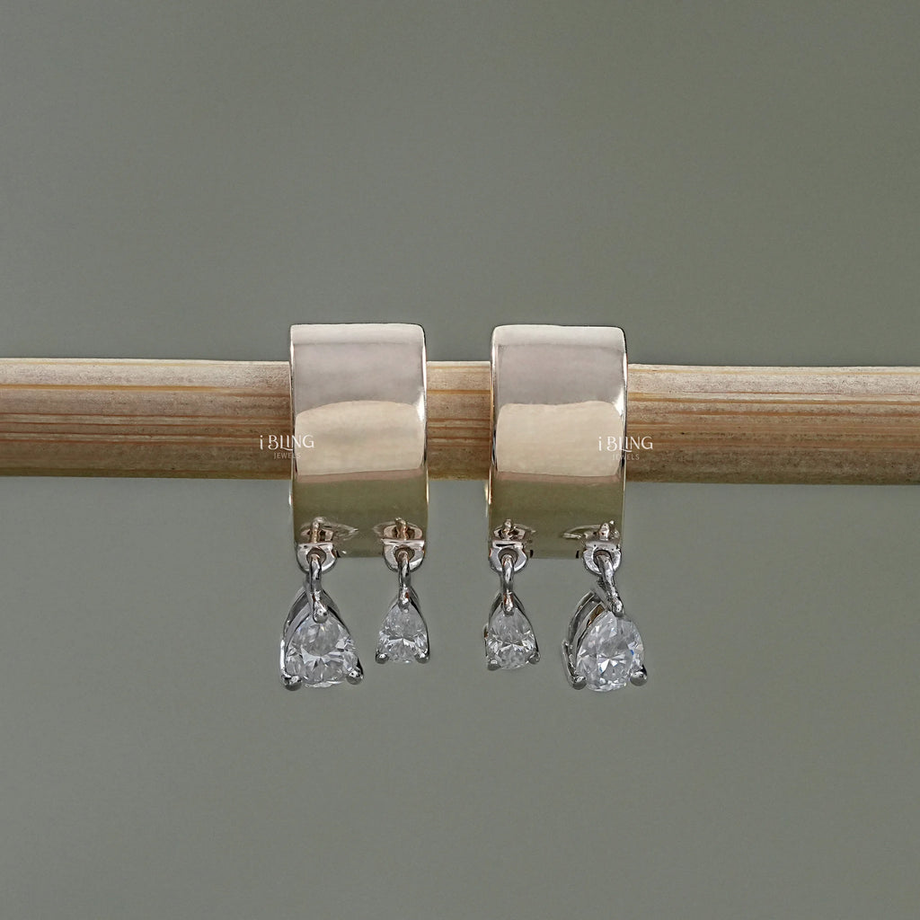 Pear Lab Diamond Huggie Hoop Earrings