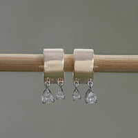 Pear Lab Diamond Huggie Hoop Earrings