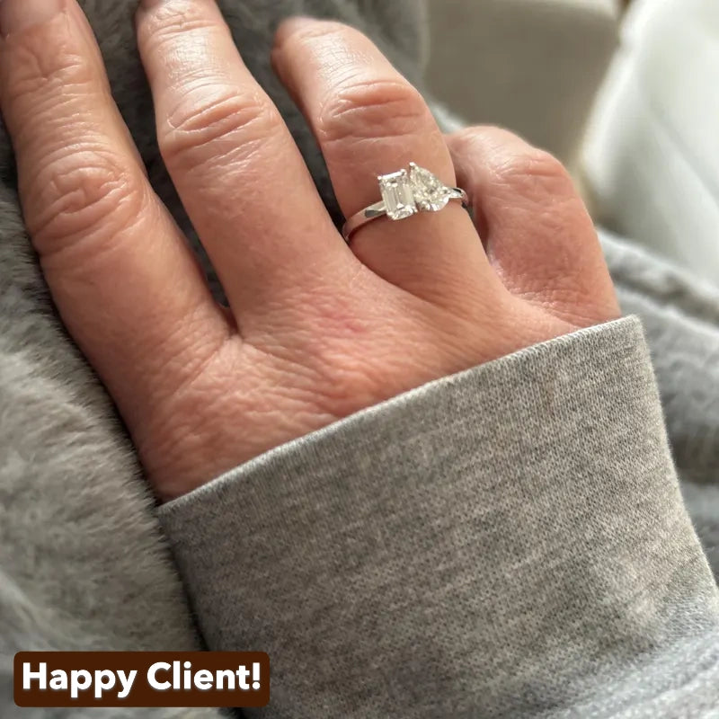 Pear And Emerald Diamond Toi Et Moi Wedding Ring