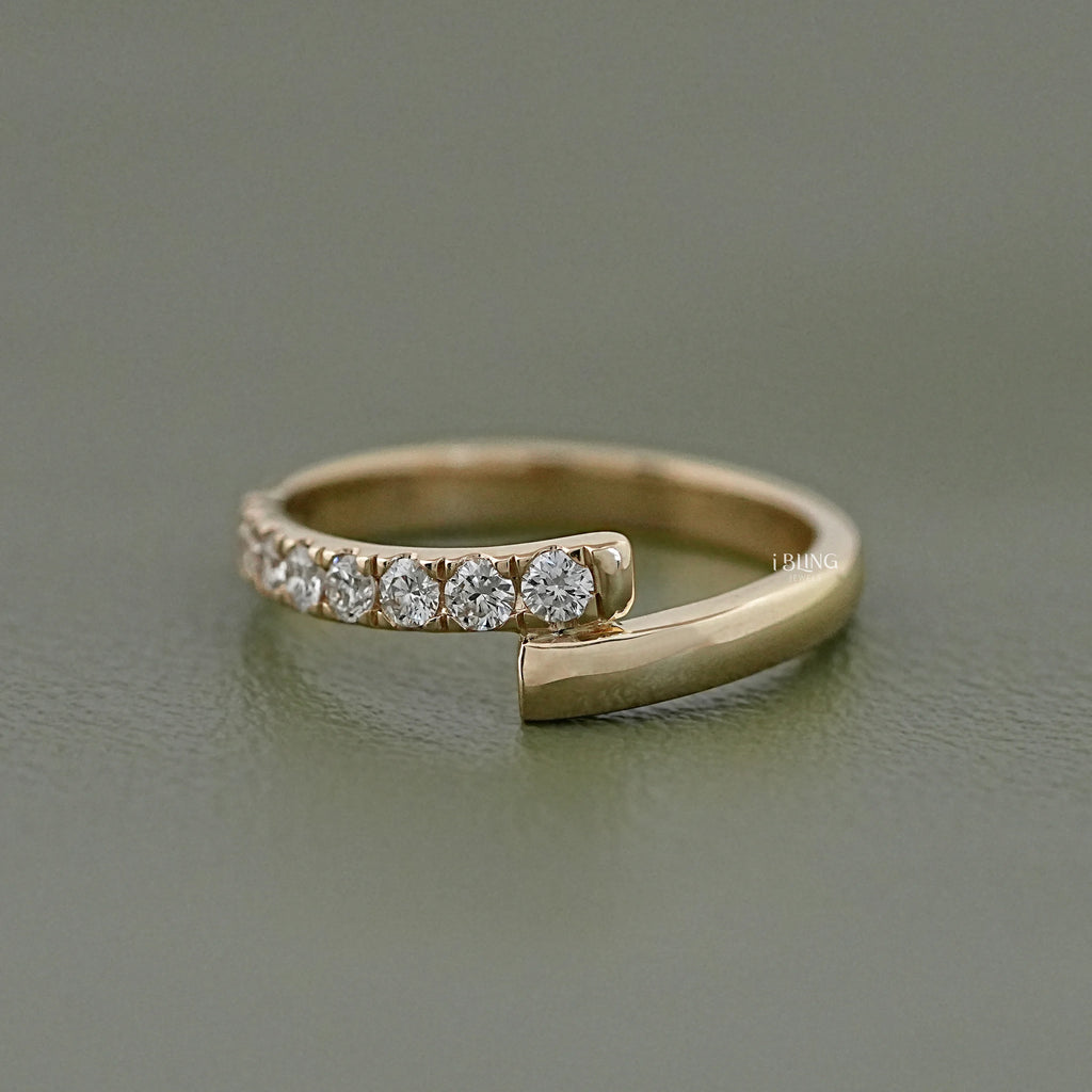Round Cut Lab Diamond Bypass Wedding Band