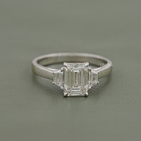 Emerald Cut Three Stone Engagement Ring