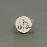 Round Cut Lab Diamond Libra Zodiac Unisex Ring