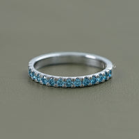 Blue Round Diamond Half Eternity Wedding Band