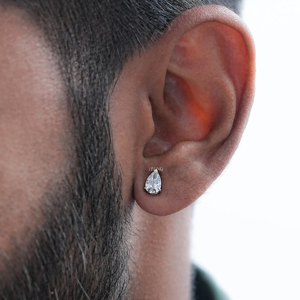 Pear Cut Lab Diamond Single Stud