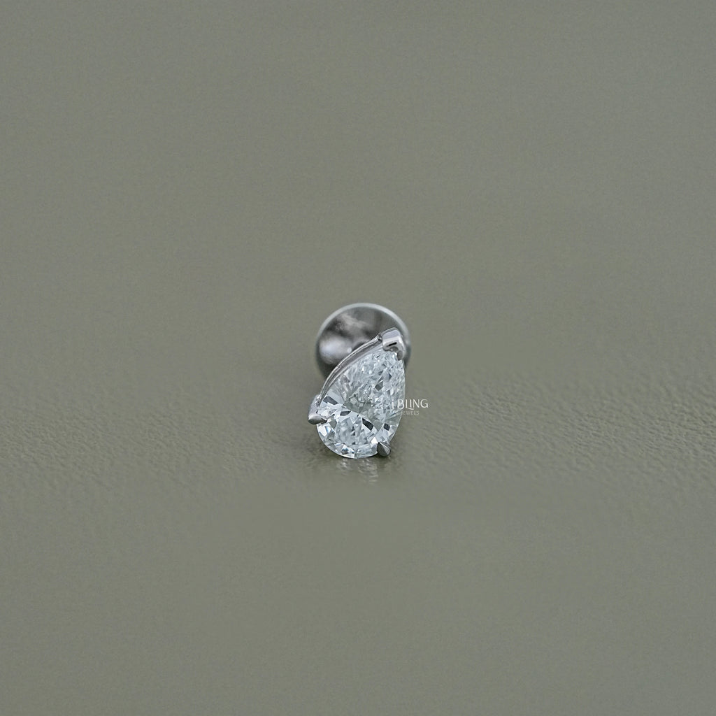 Pear Cut Lab Diamond Single Stud