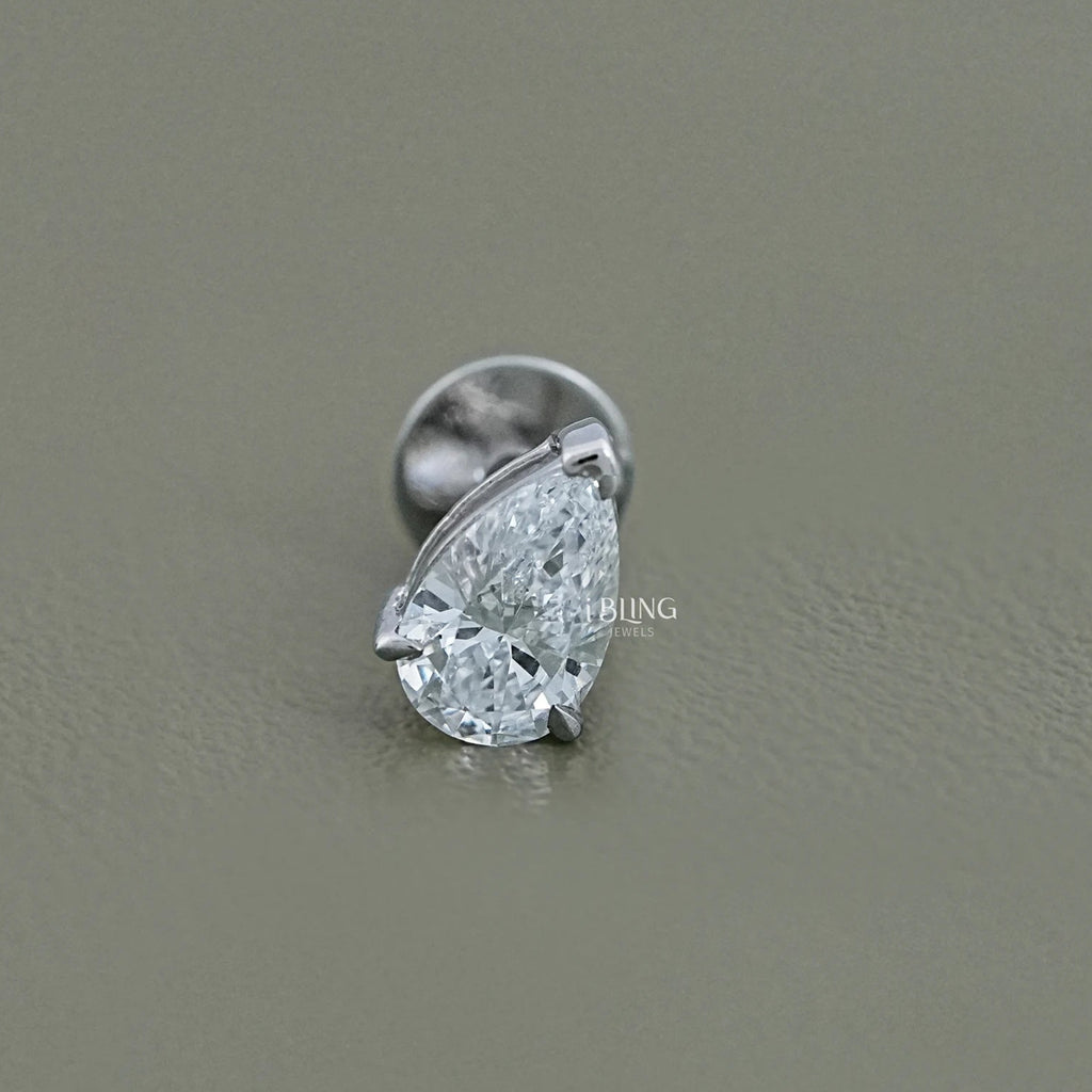 Pear Cut Lab Diamond Single Stud