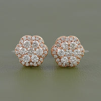Floral Shape Round Lab Diamond Cluster Stud Earrings