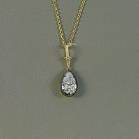 Pear Cut Lab Diamond Solitaire Button Back Pendant