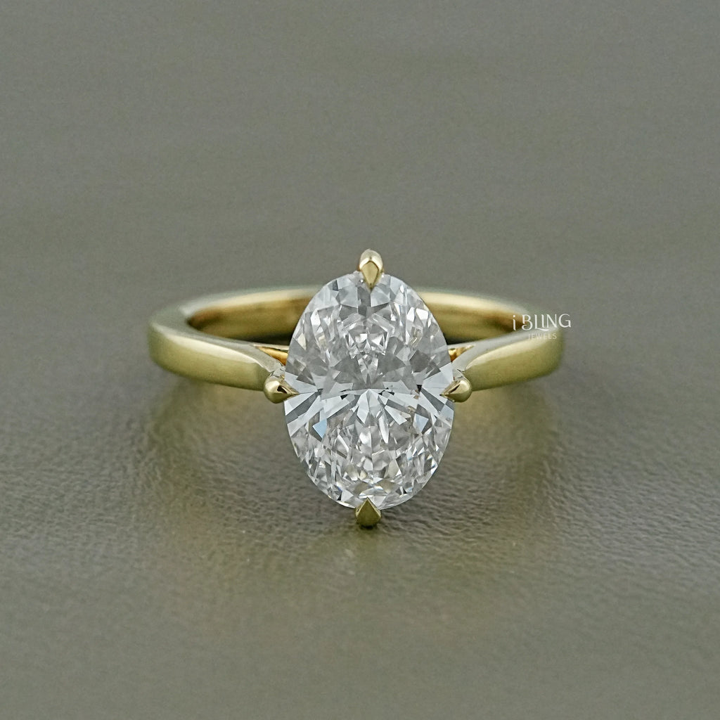 Oval Cut Lab Solitaire Diamond Engagement Ring