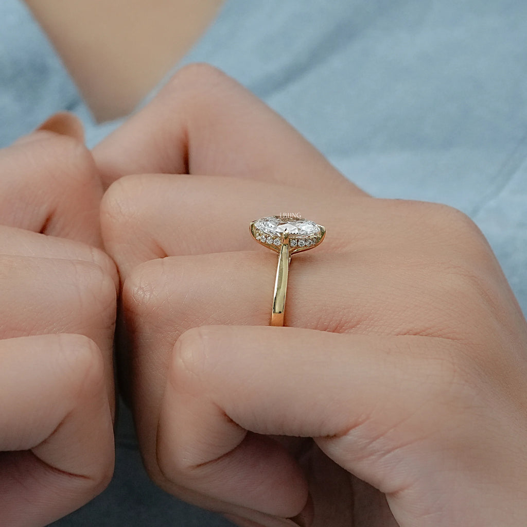 Oval Cut Lab Solitaire Diamond Engagement Ring