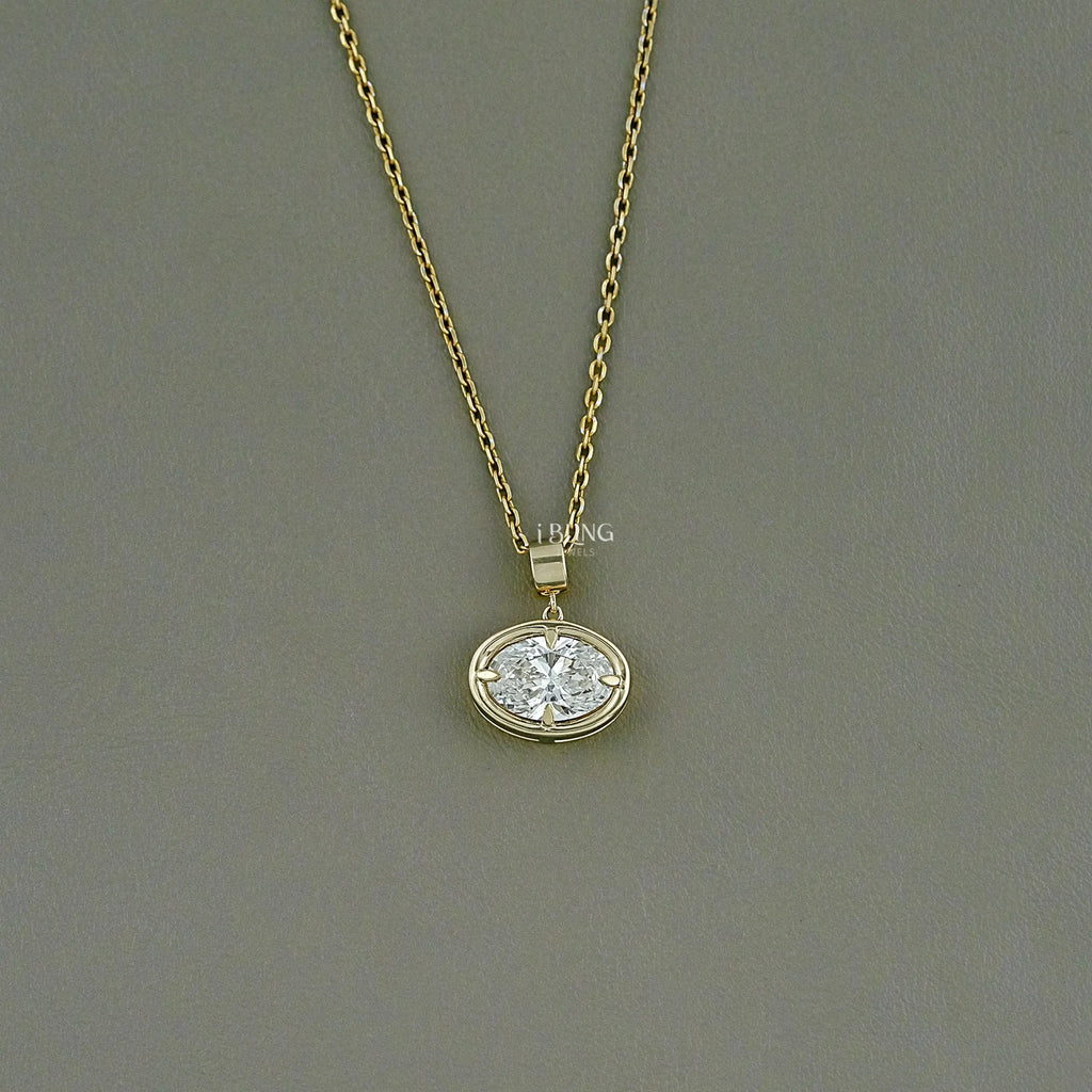 East West Oval Cut Lab Grown Diamond Pendant