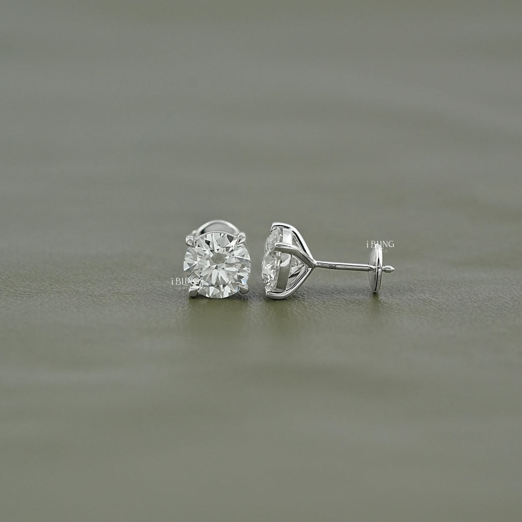 Round Cut Lab Grown Diamond Stud Earrings