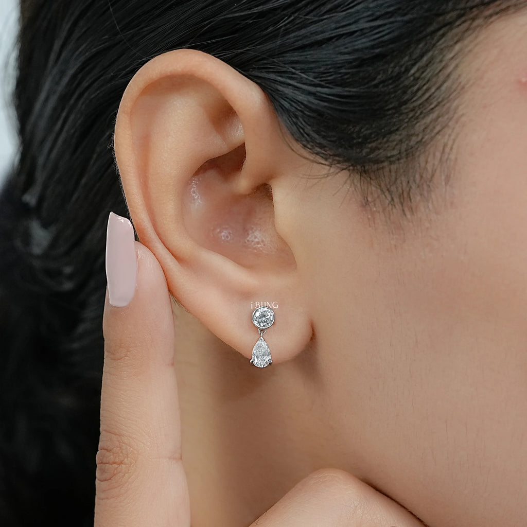 Pear Cut Lab Diamond Dangle Drop Earrings