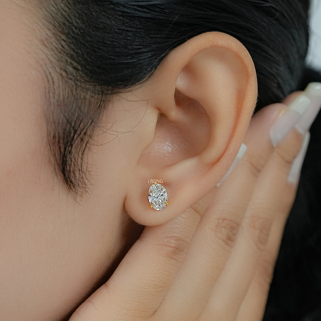 Oval Cut Lab Diamond Push Back Stud Earrings