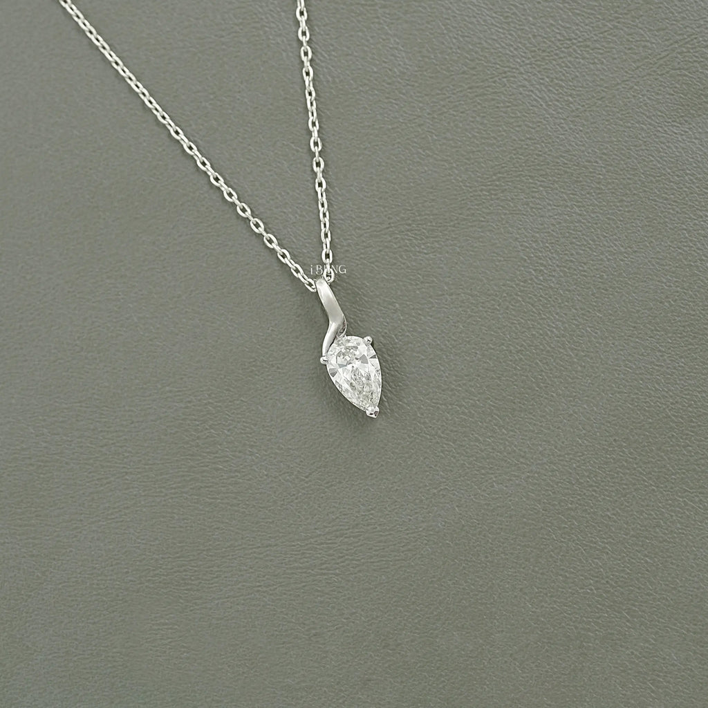 Pear Cut Lab Diamond Solitaire Pendant