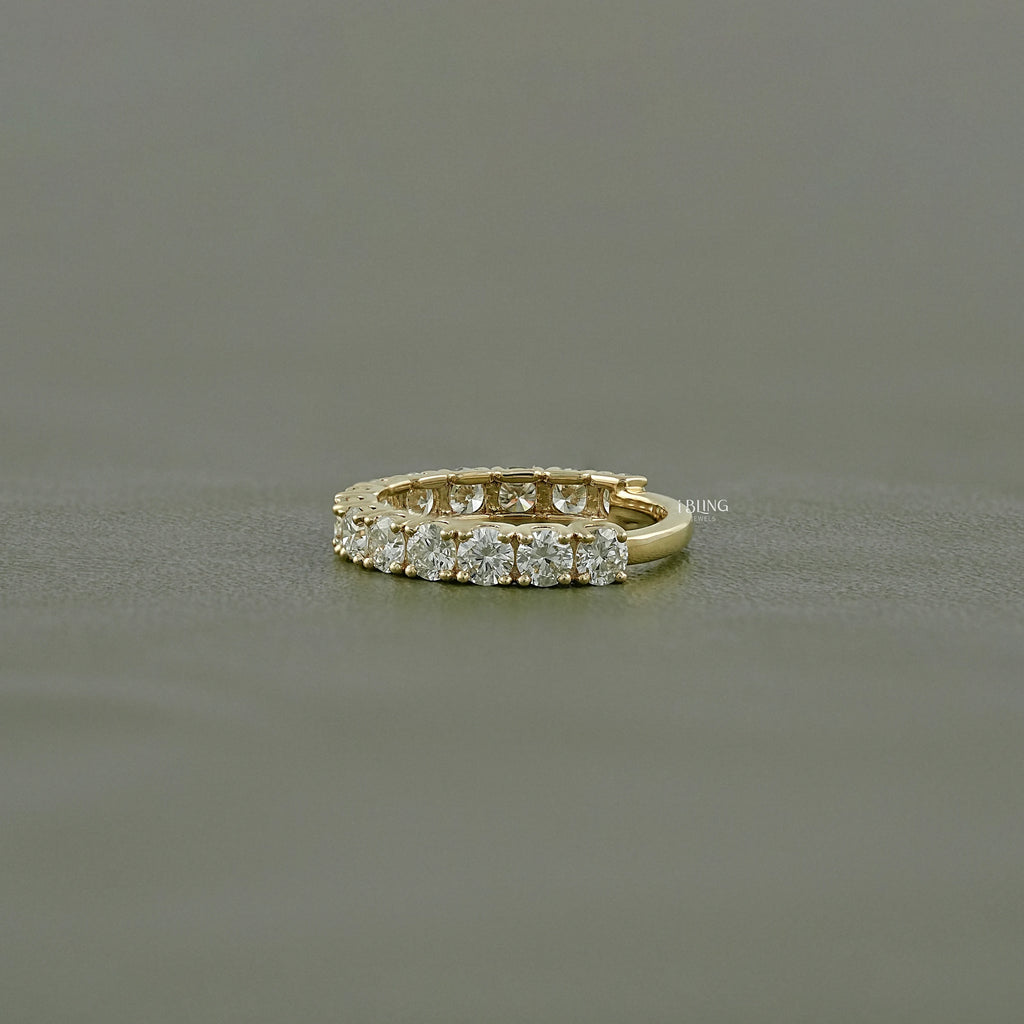 Round Cut Lab Diamond Half Eternity Wedding Band