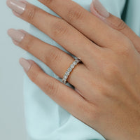 Round Cut Lab Diamond Half Eternity Wedding Band