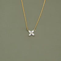 Marquise Cut Lab Diamond Dainty Flower Necklace