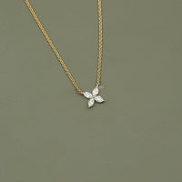 Marquise Cut Lab Diamond Dainty Flower Necklace