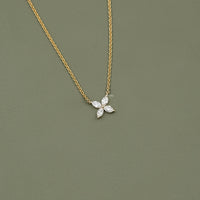 Marquise Cut Lab Diamond Dainty Flower Necklace