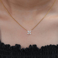 Marquise Cut Lab Diamond Dainty Flower Necklace