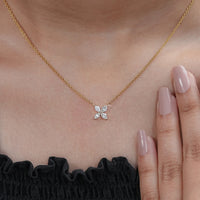 Marquise Cut Lab Diamond Dainty Flower Necklace