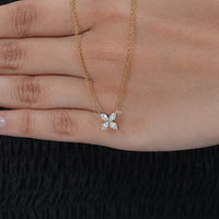 Marquise Cut Lab Diamond Dainty Flower Necklace