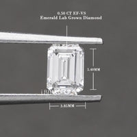 IGI Certified Emerald Cut Lab Grown Diamond