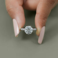 Round Cut Lab Diamond Hidden Halo Solitaire Ring